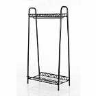 House of Home Two Tier Vintage Style Black Steel Clothes Rack With Two Storage Shelves