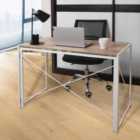 HouseofHome Folding/Collapsing White Table w/Oak Effect Top