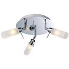 Saxby IP44 Perle Bathroom 3 Light Plate LED Spotlight - Chrome with Opal Polycarbonate Shades