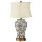 Premier Housewares Covent Table Lamp with Metal/Ceramic Base & Cream Fabric Shade