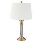 Premier Housewares Grand Northern Table Lamp with Crystals & Metal Base + Cream Fabric Shade