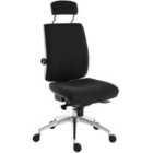 Teknik Office Ergo Plus Black Fabric 24 Hour Chair with Headrest and an Aluminium Pyramid Base - Rated Up To 24 Stone