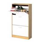Premier Housewares 3-Drawer Shoe Cupboard - White/Oak