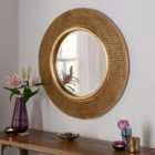 Yearn Industrial Style Beaded Round Mirror Gold