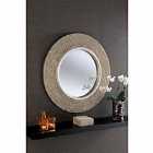 Yearn Industrial Style Beaded Round Mirror Silver
