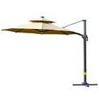Outsunny 3m Cantilever Parasol with Solar Lights and Power Bank (base not included) - Beige