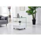 Cresta Glass And High Gloss Lamp Table With Drawer