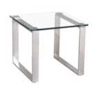 Carter Glass Lamp Table With Stainless Steel Legs