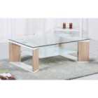 Zola Glass Coffee Table White And Natural