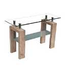 Telford Glass Top Console Table High Gloss Natural