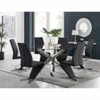 Furniture Box Vogue Large Round Chrome Metal Furniture Box Clear Glass Dining Table And 6 x Black Willow Dining Chairs Set
