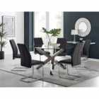 Furniture Box Vogue Large Round Chrome Metal Furniture Box Clear Glass Dining Table And 6 x Black Lorenzo Dining Chairs Set