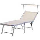 Outsunny Outdoor Lounger with Adjustable Canopy - Beige