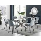 Furniture Box Vogue Round Dining Table And 6 x Grey Pesaro Black Leg Chairs