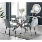 Furniture Box Vogue Round Dining Table And 4 x Grey Pesaro Black Leg Chairs