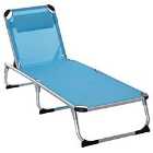 Outsunny Folding Sun Lounger with Pillow - Blue