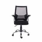 Loft Home Office Black Study Chair With Arms Black Mesh Back Black Fabric Seat With Chrome Base Black