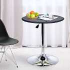 HOMCOM 93cm Adjustable Round Bar Table With PVC Faux Leather Top Steel Base Black