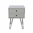 Options Grey Telford White & Metal 2 Drawer Bedside Cabinet Grey