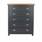 Dunkeld Handcrafted 5 Drawer Chest Midnight Blue