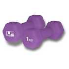 Urban Fitness Hex Dumbbells - Neoprene Covered (pair) (2 X 1Kg - Purple)