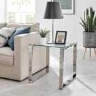Furniture Box Miami Modern Glass/Chrome Metal Side End Table