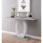 Furniture Box Giovani Contemporary Designer Console Table With Central Halo In Grey And White High Gloss And Glass