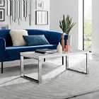 Furniture Box Tuscany White High Gloss And Chrome Rectangular Modern Coffee Table