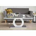 Furniture Box Giovani Modern Designer Halo High Gloss Glass Coffee Table Grey And White