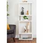 Furniture Box Siena White High Gloss And Chrome Metal Tall 4 Tier Shelving Unit