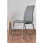 Furniture Box 2 x Isco Modern Chrome Metal Faux Leather Deep Foam Padded Contemporary Dining Chairs Seats Elephant Grey