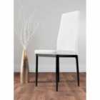 Furniture Box 4 x White Faux Leather Milan Modern Dining Chairs Black Leg