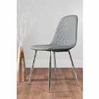 Furniture Box 2 x Elephant Grey Corona Faux Leather Dining Chairs With Silver Metal Legs