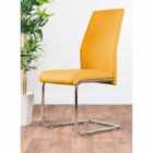 Furniture Box 2 x Modern Stylish Contemporary Lorenzo Faux Leather And Chrome Metal Cantilever Dining Chairs Mustard