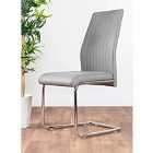 Furniture Box 2 x Modern Stylish Contemporary Lorenzo Faux Leather And Chrome Metal Cantilever Dining Chairs Elephant Grey