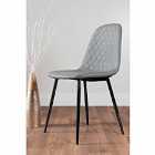 Furniture Box 2 x Elephant Grey Faux Leather Corona Modern Dining Chairs Black Legs