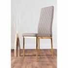 Furniture Box 6 x Milan Modern Stylish Gold Hatched Diamond Faux Leather Dining Chairs Seats Cappuccino Grey