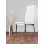 Furniture Box 6 x Milan Modern Stylish Chrome Hatched Diamond Faux Leather Dining Chairs Seats White