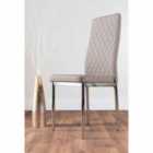 Furniture Box 6 x Milan Modern Stylish Chrome Hatched Diamond Faux Leather Dining Chairs Seats Cappuccino Grey