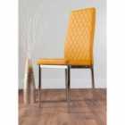 Furniture Box 6 x Milan Modern Stylish Chrome Hatched Diamond Faux Leather Dining Chairs Seats Mustard Yellow