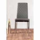 Furniture Box 6 x Milan Grey Chrome Hatched Faux Leather Dining Chairs