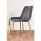 Furniture Box 2 x Pesaro Velvet Gold Chrome Metal Leg Contemporary Luxury Dining Chairs Set Grey Pesaro Gold Chairs