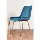 Furniture Box 2 x Pesaro Velvet Gold Chrome Metal Leg Contemporary Luxury Dining Chairs Set Blue