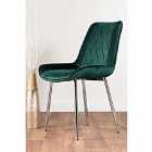 Furniture Box 2 x Pesaro Velvet Silver Chrome Metal Leg Contemporary Luxury Dining Kitchen Chairs Set Green