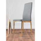 Furniture Box 4 x Milan Modern Stylish Gold Hatched Diamond Faux Leather Dining Chairs Seats Grey