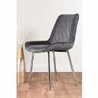 Furniture Box 2 x Pesaro Velvet Silver Chrome Metal Leg Contemporary Luxury Dining Chairs Set Grey Pesaro Silver Chairs