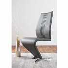 Furniture Box 2 x Willow Modern Luxury Premium Chrome Metal Z Faux Leather Stylish Dining Chairs Set Grey