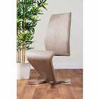 Furniture Box 2 x Willow Modern Luxury Premium Chrome Metal Z Faux Leather Stylish Dining Chairs Set Cappuccino Grey