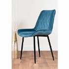 Furniture Box 2 x Pesaro Velvet Black Metal Leg Contemporary Luxury Dining Chairs Set Blue