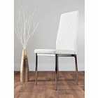 Furniture Box 4 x Milan Modern Stylish Chrome Hatched Diamond Faux Leather Dining Chairs White